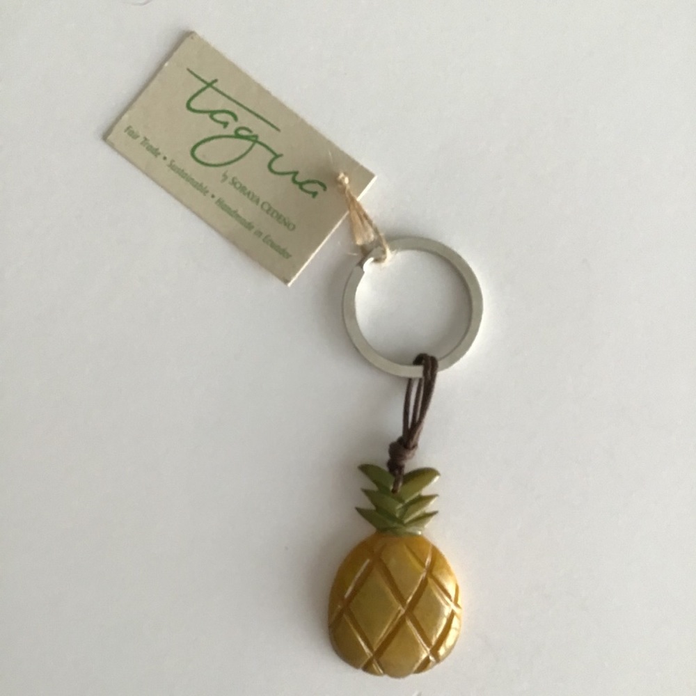 1 LEFT! NEW Pineapple Key Ring Chain Carved Tagua Nut Ecuador Hawaii Aloha HI - Picture 7 of 14